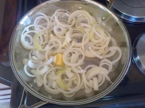Onions in olive oil and butter